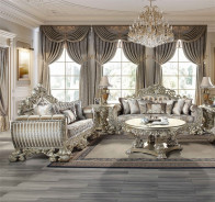 LV 01205 Lavish Classic Fabric & Antique Gold Finish Living Room Victorian Style Sorina Collection By Acme Furniture