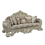 LV 01205 Lavish Classic Fabric & Antique Gold Finish Living Room Victorian Style Sorina Collection By Acme Furniture