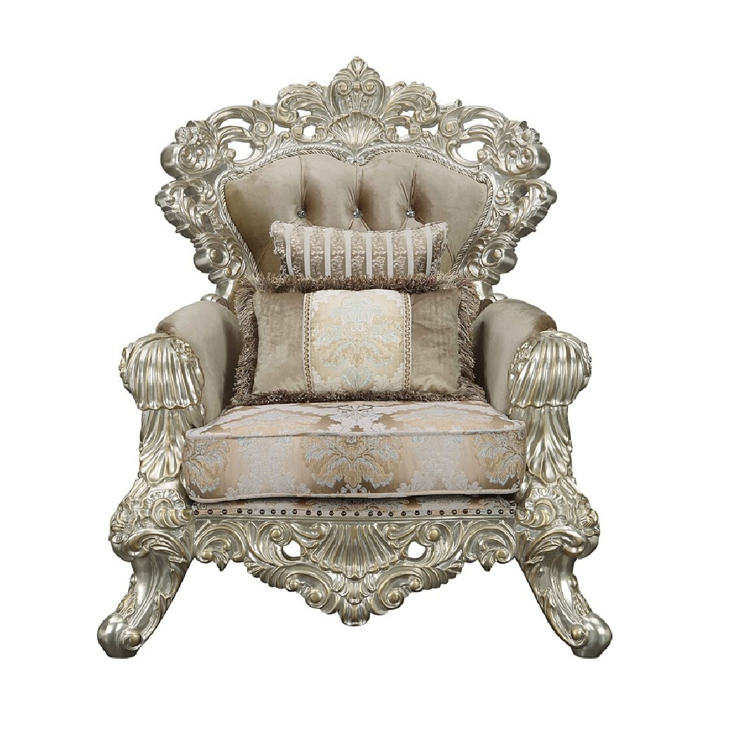 LV 01205 Lavish Classic Fabric & Antique Gold Finish Living Room Victorian Style Sorina Collection By Acme Furniture