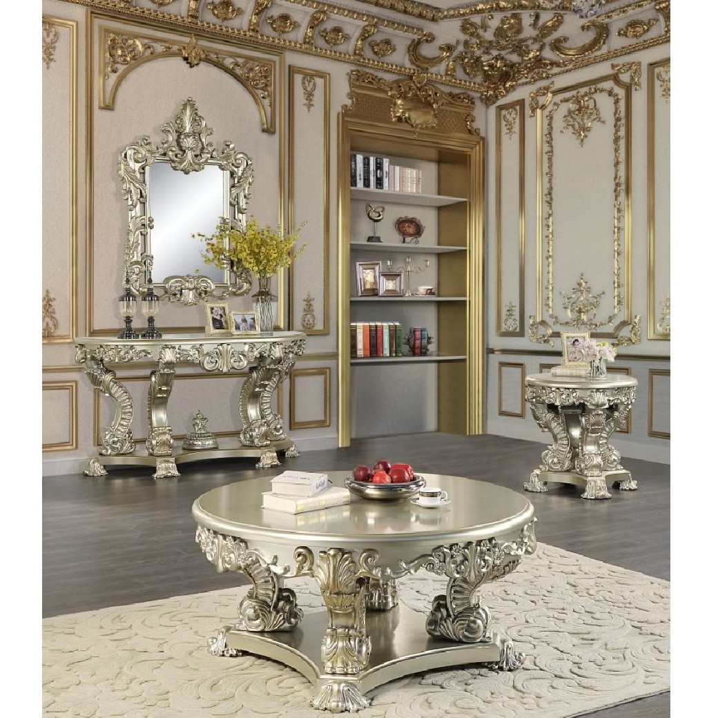 LV 01213 Lavish Classic Antique Gold Finish Coffee Table Sorina Collection  By Acme Furniture