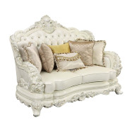 LV01224 White PU & Antique White Finish 2PC Sofa & Loveseat Adara Collection By Acme Furniture