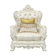 LV01224 White PU & Antique White Finish 2PC Sofa & Loveseat Adara Collection By Acme Furniture
