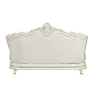 LV01224 White PU & Antique White Finish 2PC Sofa & Loveseat Adara Collection By Acme Furniture