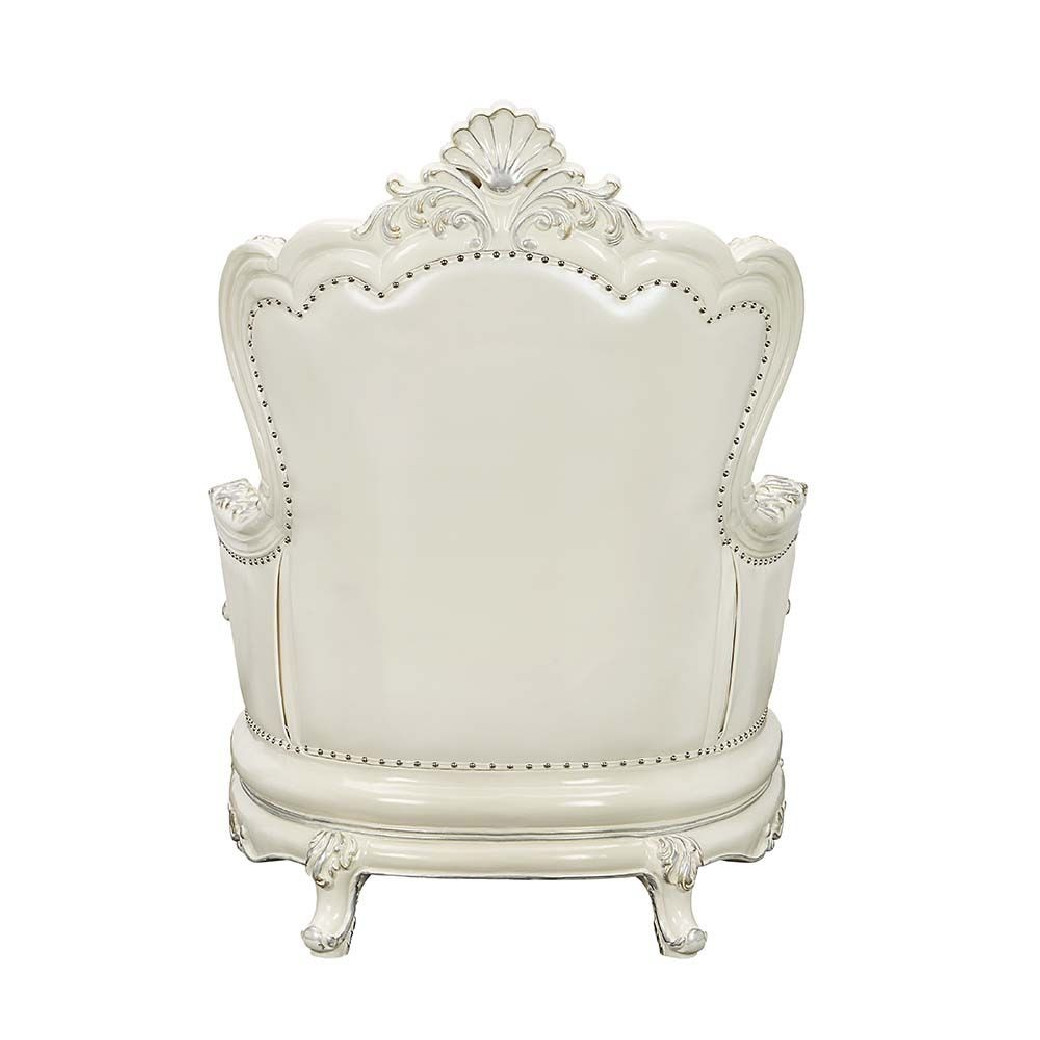 LV01224 White PU & Antique White Finish 2PC Sofa & Loveseat Adara Collection By Acme Furniture