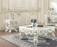 LV01217 Antique White Finish Coffee Table Adara Collection By Acme Furniture