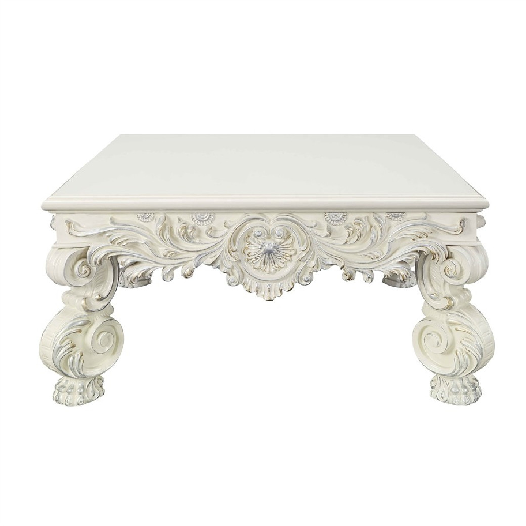 LV01217 Antique White Finish Coffee Table Adara Collection By Acme Furniture
