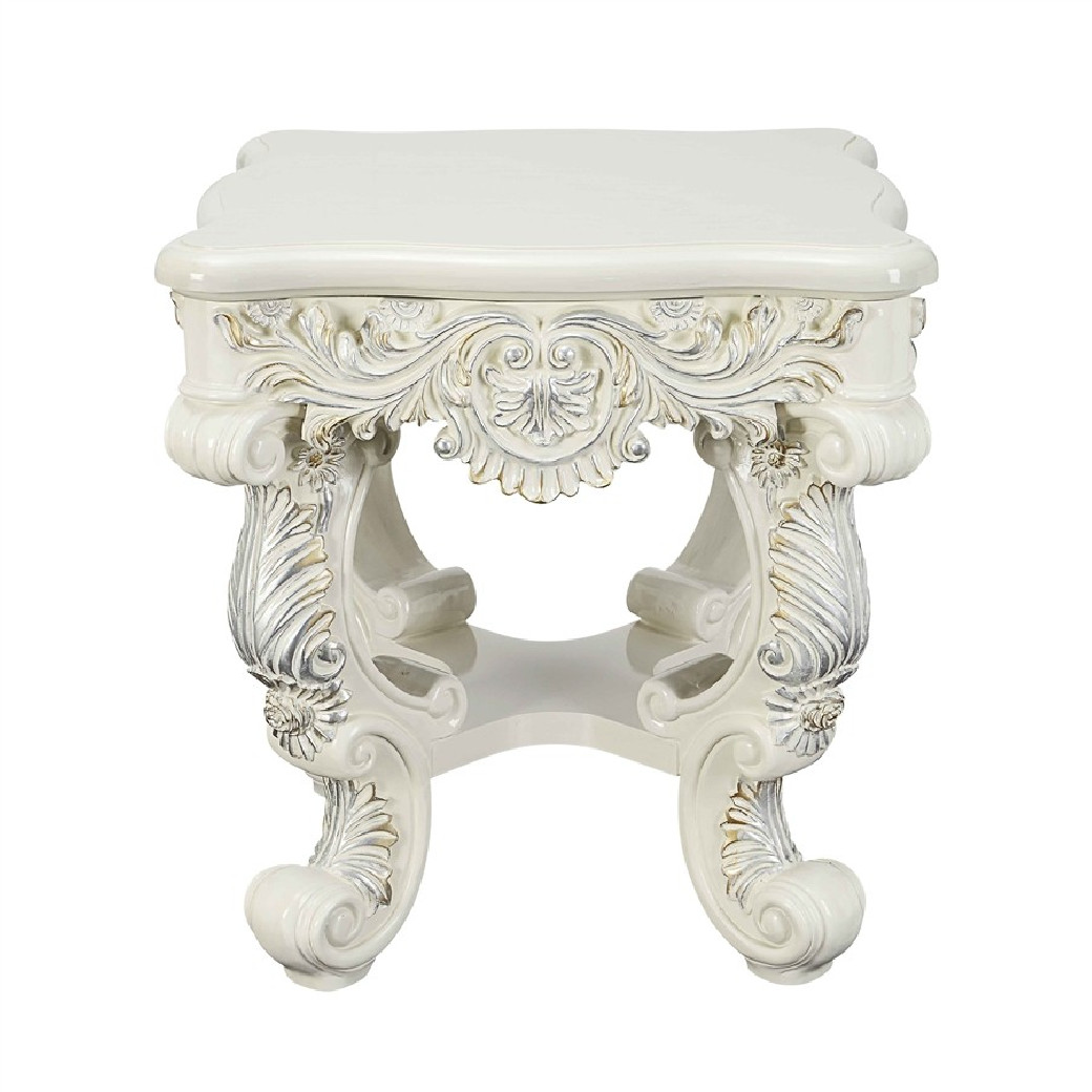 LV01217 Antique White Finish Coffee Table Adara Collection By Acme Furniture