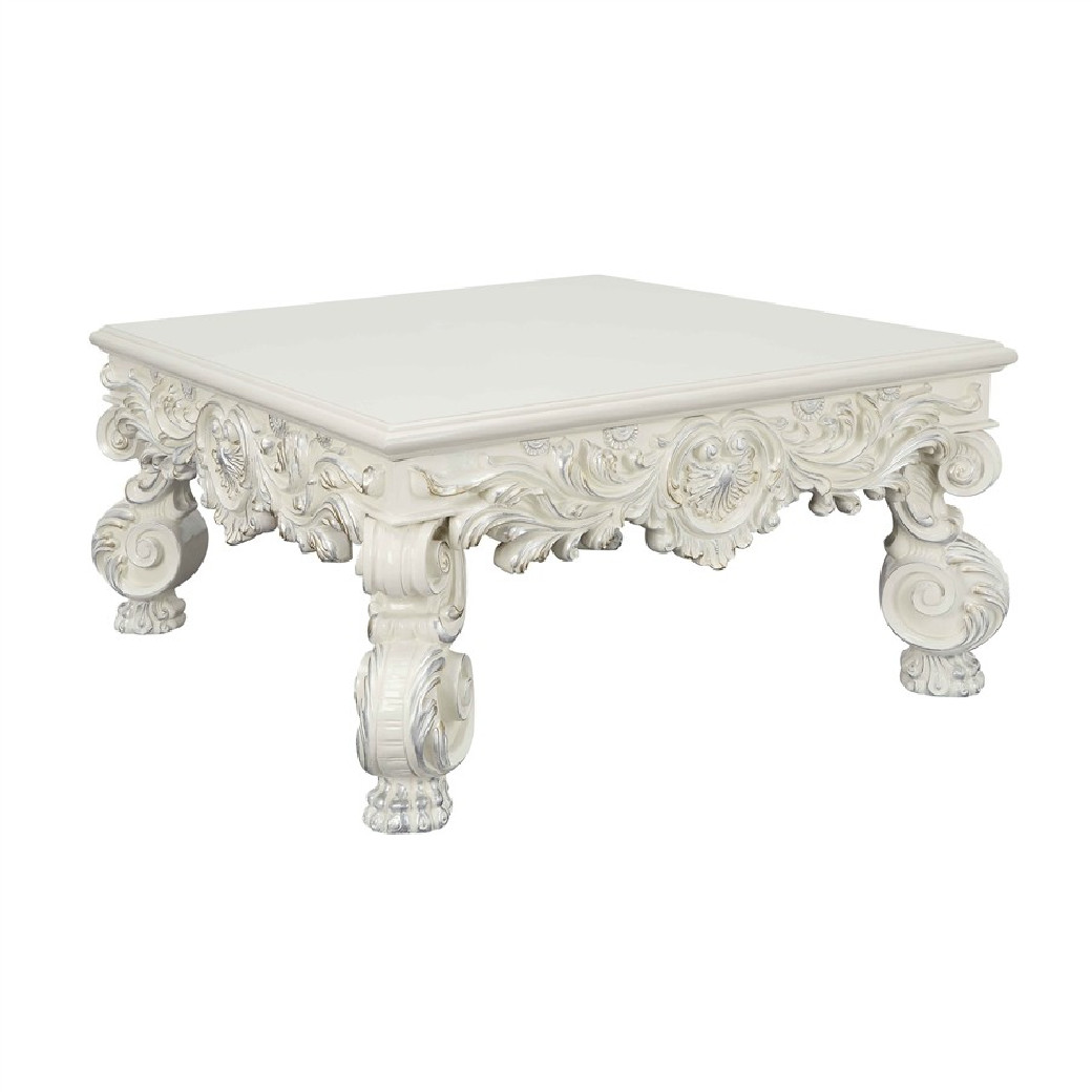 LV01217 Antique White Finish Coffee Table Adara Collection By Acme Furniture