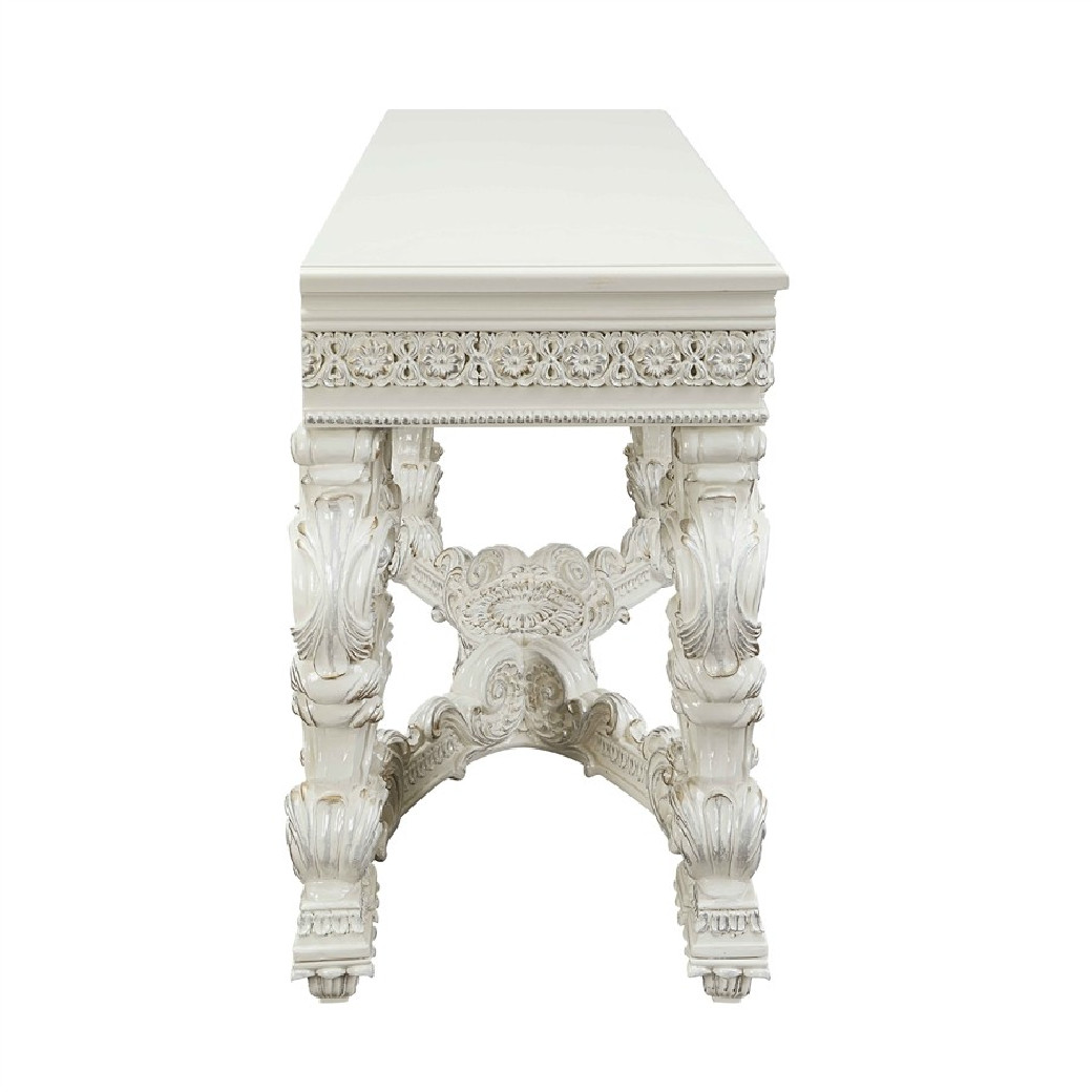 LV01217 Antique White Finish Coffee Table Adara Collection By Acme Furniture