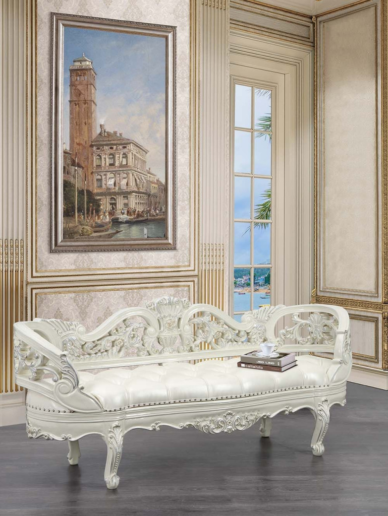 BD01248 White PU & Antique White Finish Bedroom Adara Collection By Acme Furniture