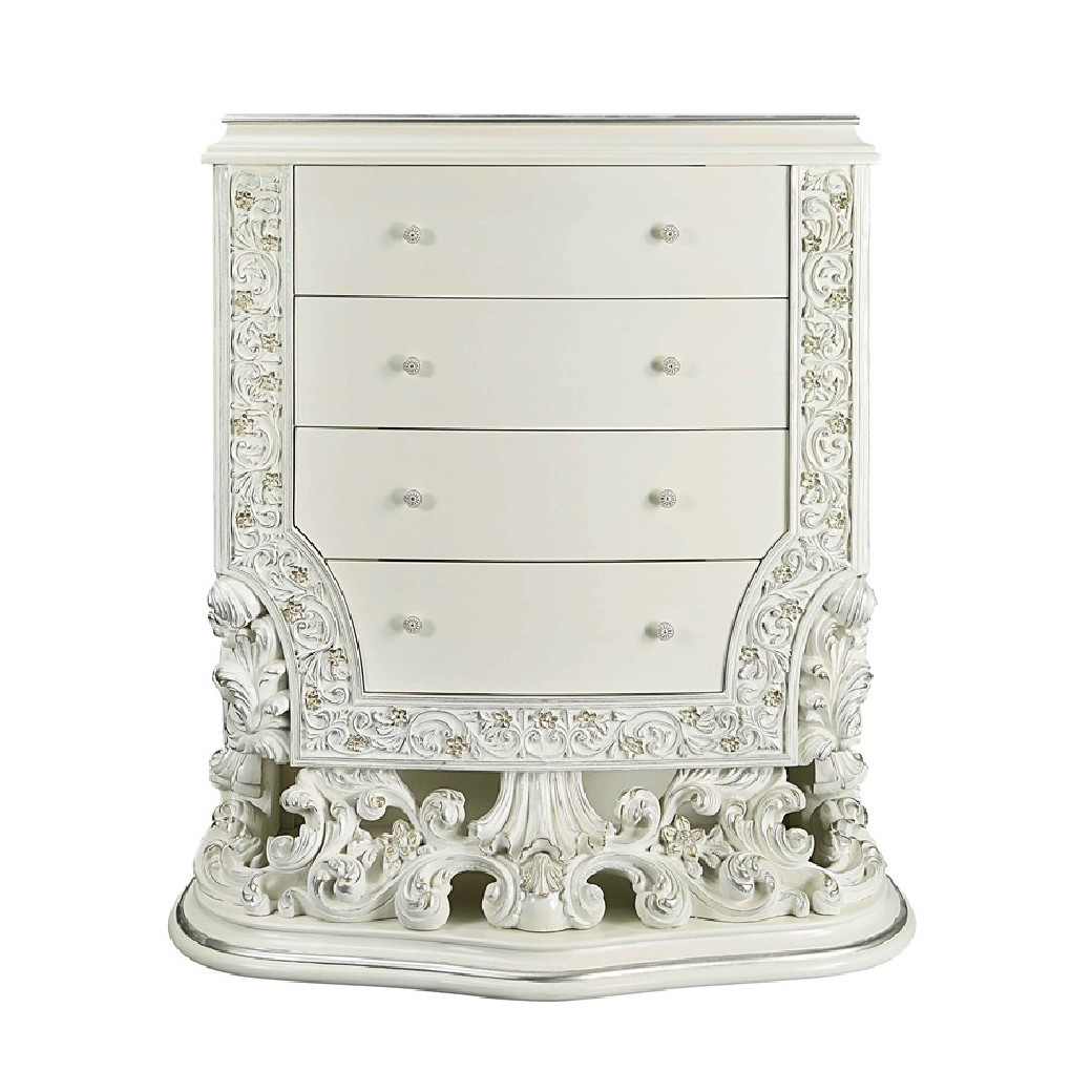 BD01248 White PU & Antique White Finish Bedroom Adara Collection By Acme Furniture