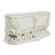 DN01229 White PU & Antique White Finish Dining Set Adara Collection By Acme Furniture