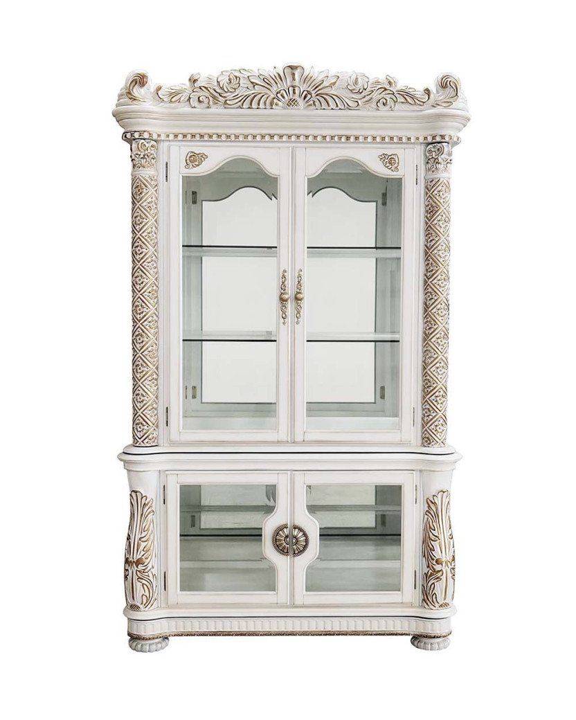 DN01346 Vendome Antique Pearl Collection Double Pedestal Dining Table By Acme Furniture