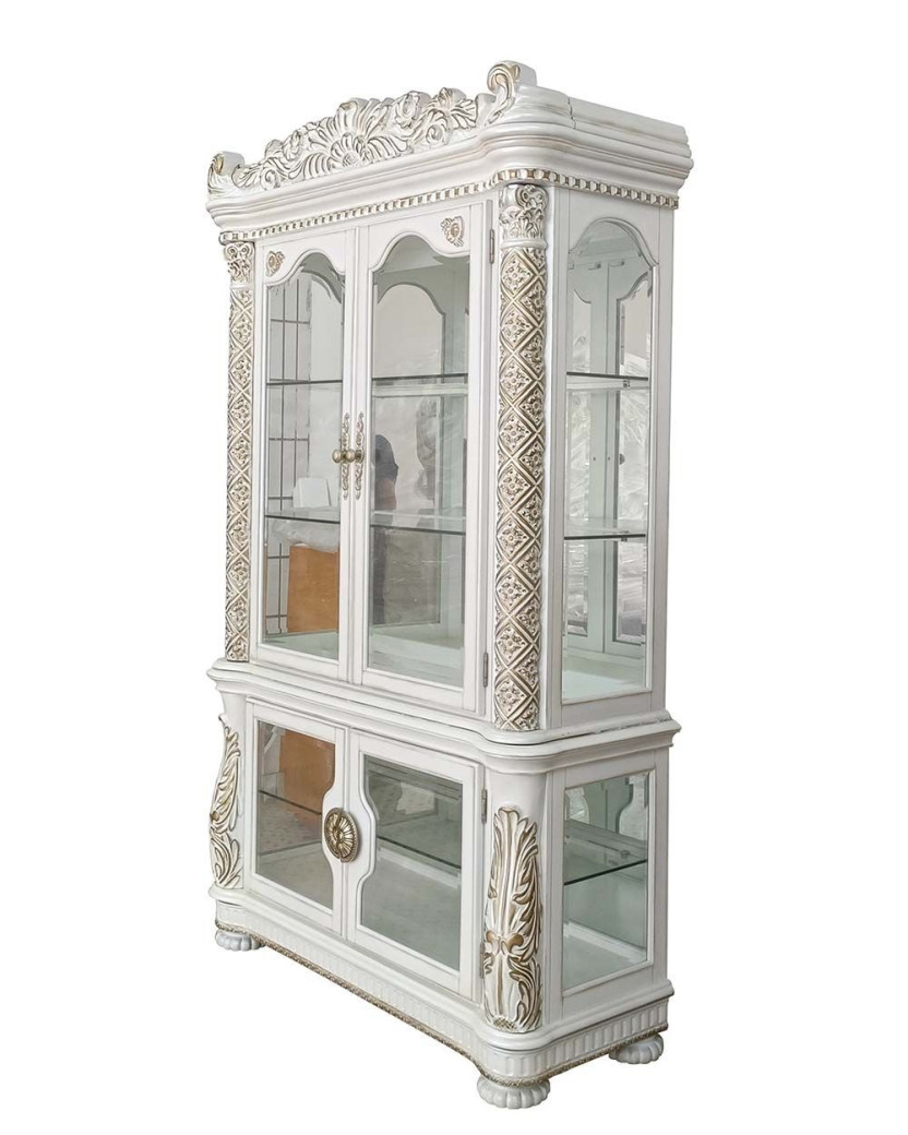DN01346 Vendome Antique Pearl Collection Double Pedestal Dining Table By Acme Furniture