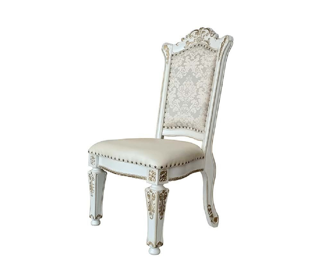 DN01222 5 PC Pedestal Dining Round Table Antique Pearl Vendome II Collection