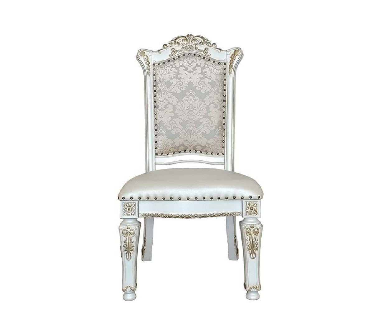 DN01222 5 PC Pedestal Dining Round Table Antique Pearl Vendome II Collection