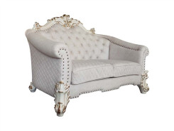 LV01329 Vendome II 2 Piece Sofa & Loveseat in Two Tone Ivory Fabric & Antique Pearl Finish by Acme Furniture