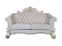 LV01329 Vendome II 2 Piece Sofa & Loveseat in Two Tone Ivory Fabric & Antique Pearl Finish by Acme Furniture