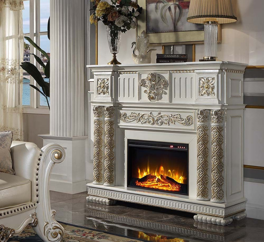 AC01313 Antique Pearl Finish Fireplace Vendome II Collection By Acme Furniture