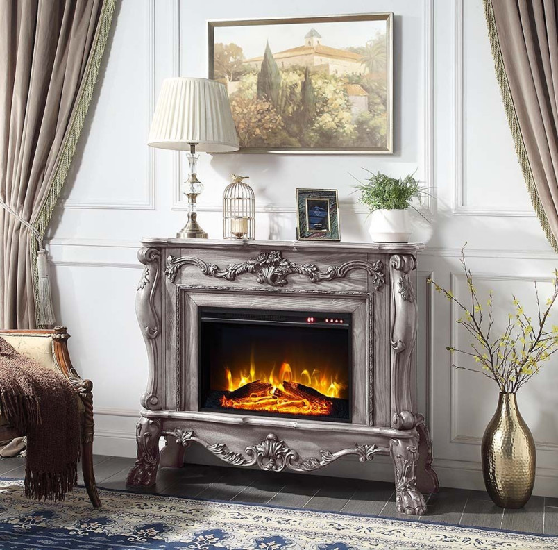 AC01310 Vintage Bone White Finish Fireplace Dresden Collection by Acme Furniture