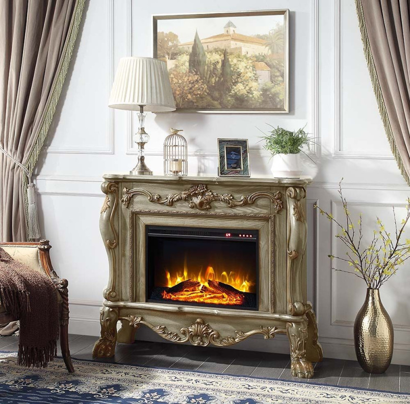 AC01308 Gold Patina Finish Fireplace Dresden Collection By Acme Furniture