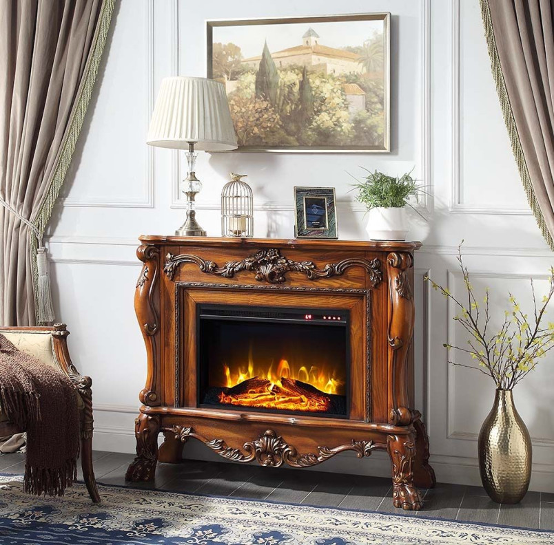 AC01309 Cherry Oak Finish Fireplace Dresden Collection by Acme Furniture