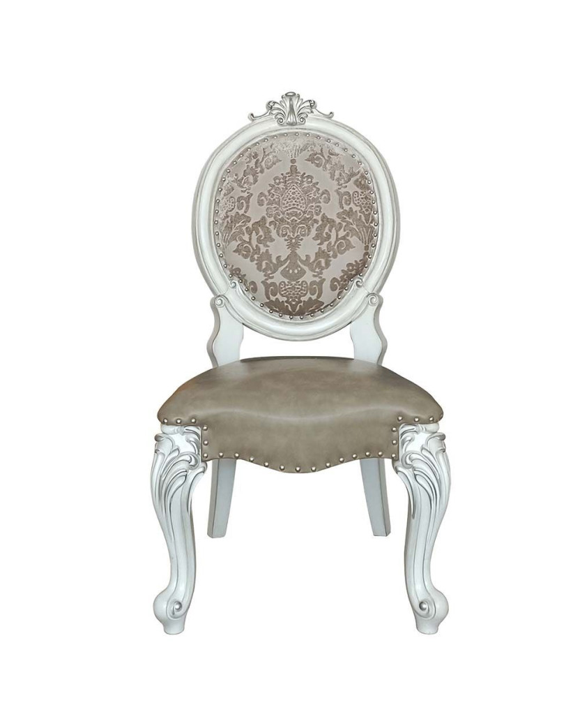 DN01388 Pedestal Dining Table Bone white Finish Versailles Collection By Acme Furniture