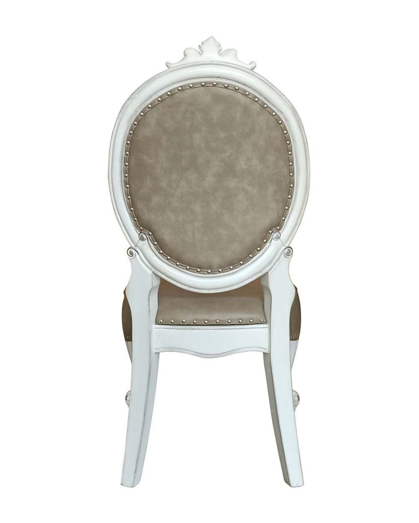 DN01388 Pedestal Dining Table Bone white Finish Versailles Collection By Acme Furniture