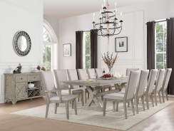 72860 Fabric & Gray Oak 13Pc Dining set Rocky Collection by Acme Furniture