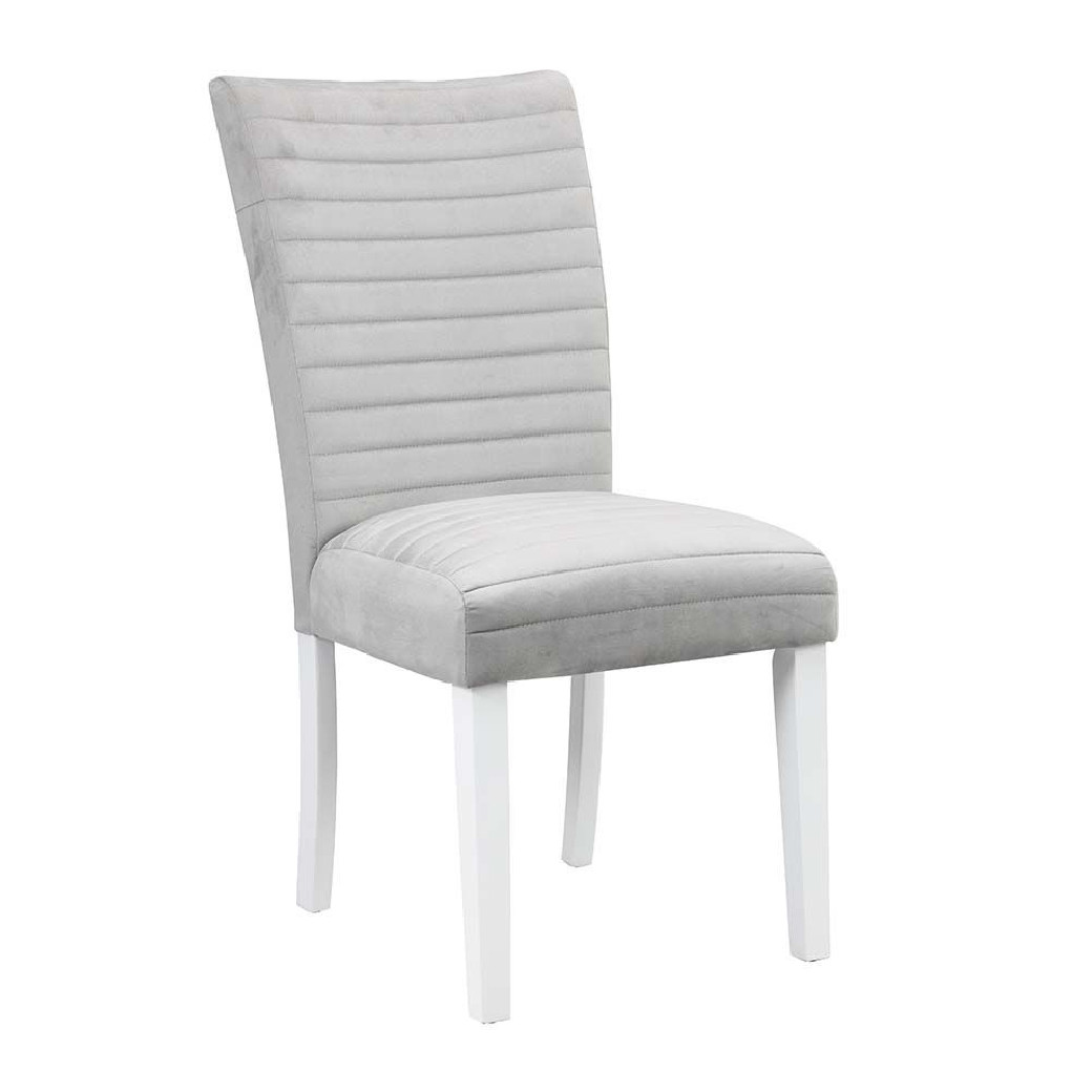 DN00814 Gray Velvet & High Gloss White Finish Elizaveta Dining set  by Acme Furniture
