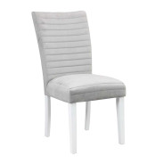 DN00814 Gray Velvet & High Gloss White Finish Elizaveta Dining set  by Acme Furniture