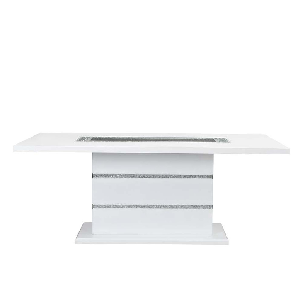 DN00814 Gray Velvet & High Gloss White Finish Elizaveta Dining set  by Acme Furniture