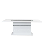 DN00814 Gray Velvet & High Gloss White Finish Elizaveta Dining set  by Acme Furniture