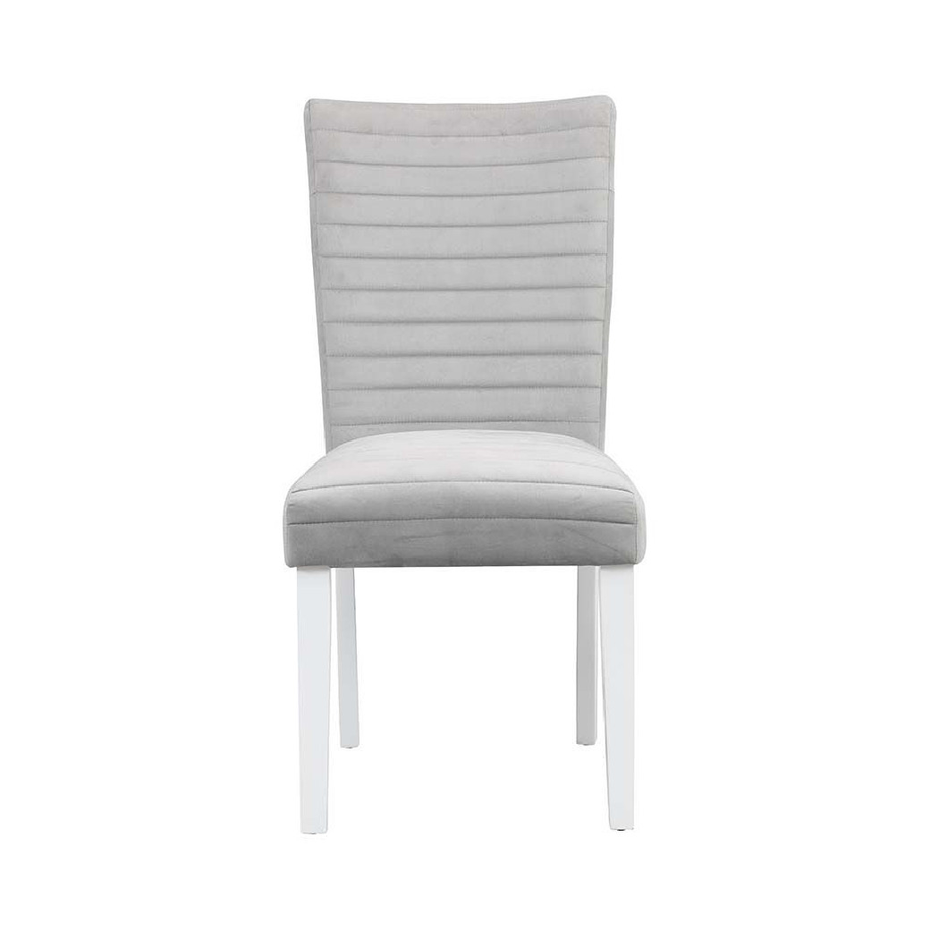 DN00814 Gray Velvet & High Gloss White Finish Elizaveta Dining set  by Acme Furniture