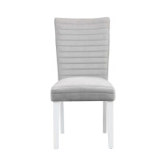 DN00814 Gray Velvet & High Gloss White Finish Elizaveta Dining set  by Acme Furniture