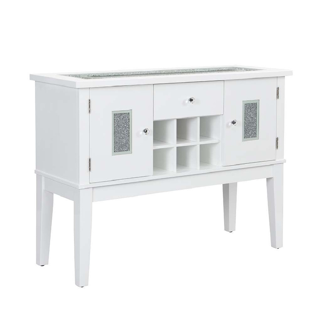 DN00814 Gray Velvet & High Gloss White Finish Elizaveta Dining set  by Acme Furniture
