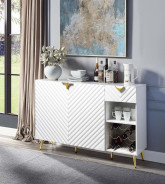 DN01258  White PU & White High Gloss Finish Dining Table Gaines Collection By Acme Furniture