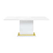 DN01258  White PU & White High Gloss Finish Dining Table Gaines Collection By Acme Furniture