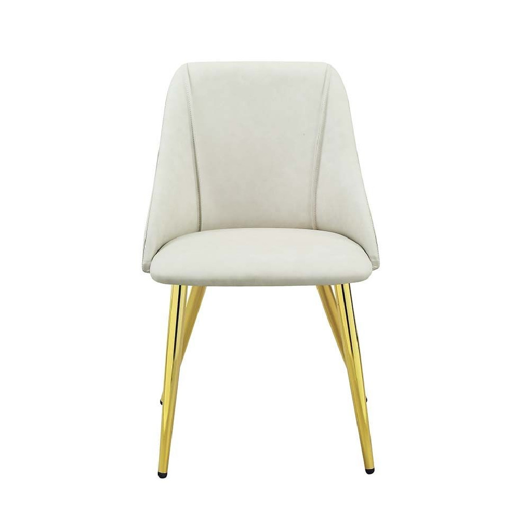 DN01258  White PU & White High Gloss Finish Dining Table Gaines Collection By Acme Furniture