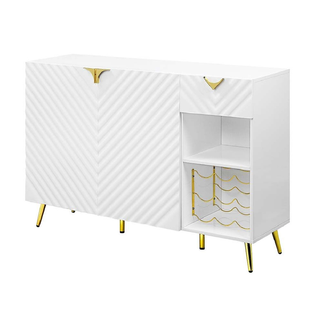 DN01258  White PU & White High Gloss Finish Dining Table Gaines Collection By Acme Furniture