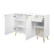 DN01258  White PU & White High Gloss Finish Dining Table Gaines Collection By Acme Furniture