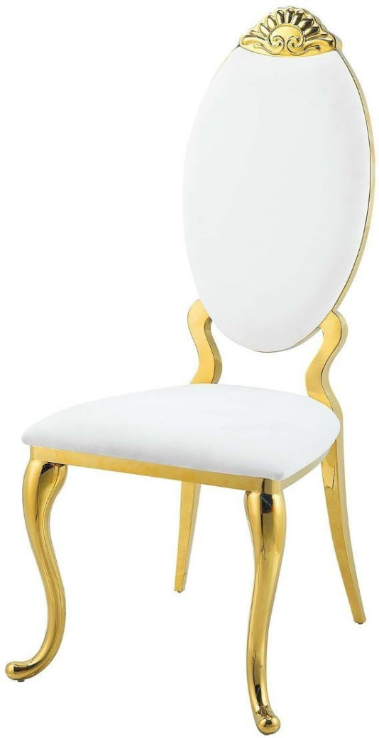 Faux Marble Top & Gold Finish 7Pc Dining Set Fallon Collection by Acme Furniture