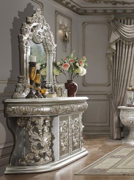 HD 8088 Victorian Style Buffet In Metallic Silver Finish By Homey Design