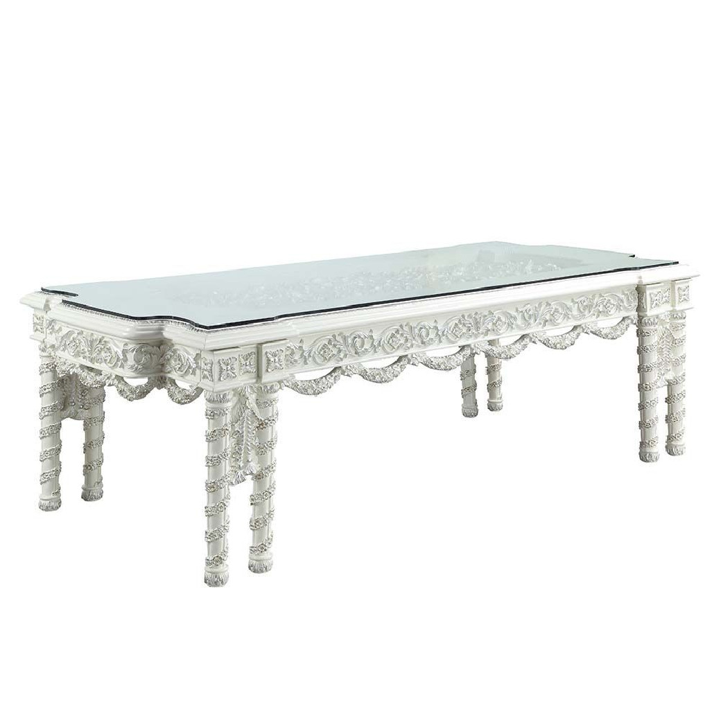 DN 00678 Lavish Classic Antique White Wash Finish Dining Room Vanaheim Collection By Acme Furniture