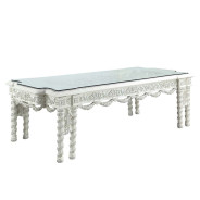 DN 00678 Lavish Classic Antique White Wash Finish Dining Room Vanaheim Collection By Acme Furniture