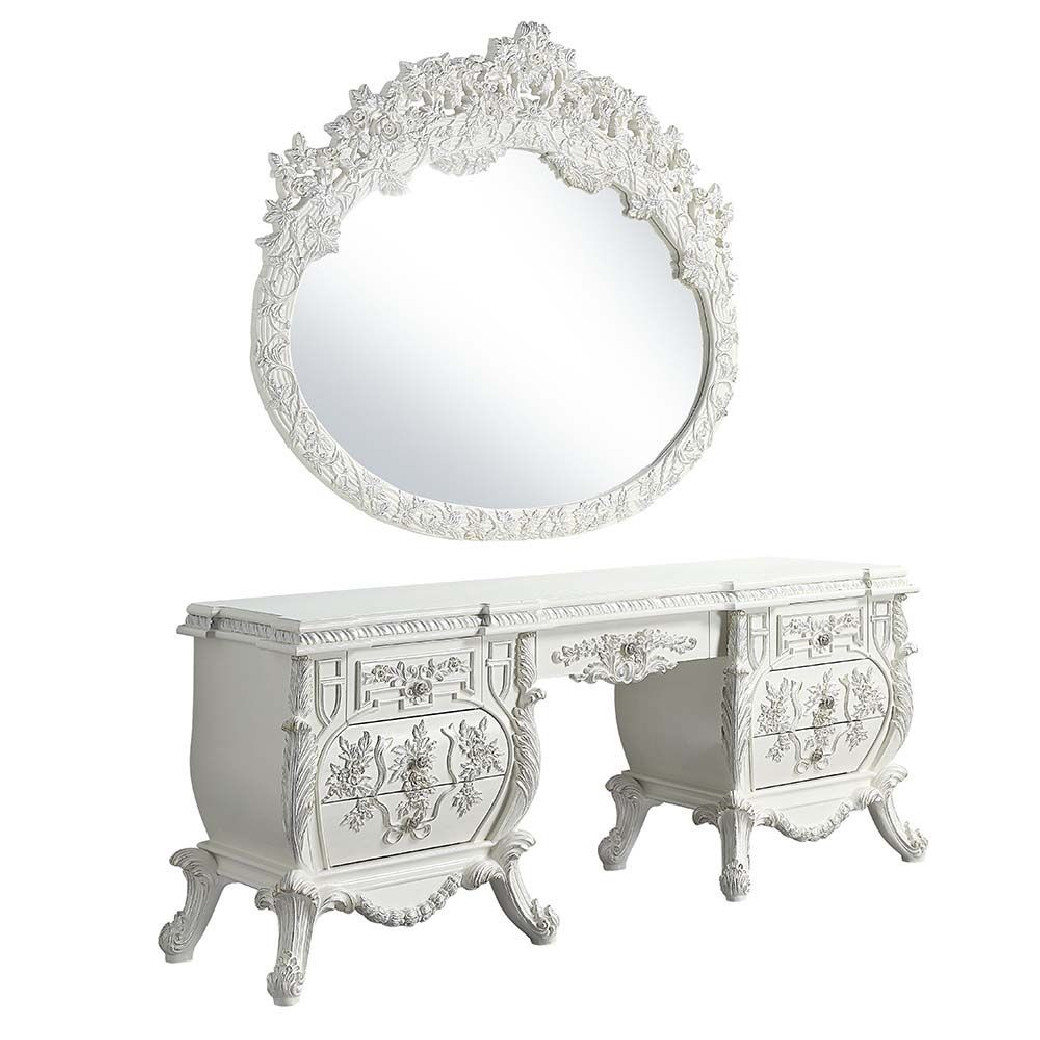 BD00674 Antique White Finish Vanity Desk Vanaheim Collection by Acme Furniture