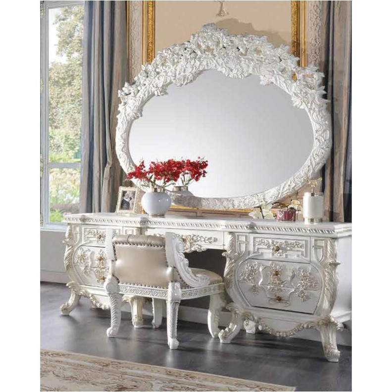 BD00674 Antique White Finish Vanity Desk Vanaheim Collection by Acme Furniture