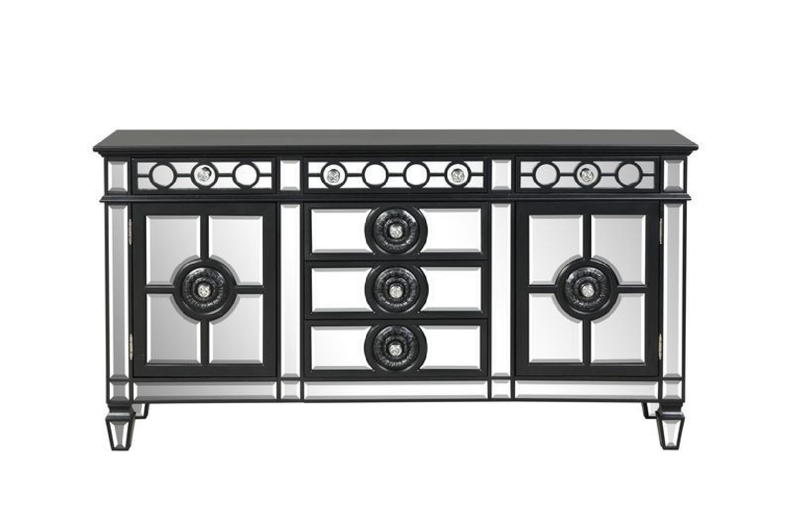 DN00590 Mirrored  & Black Dining Set Varian collection by Acme Furniture