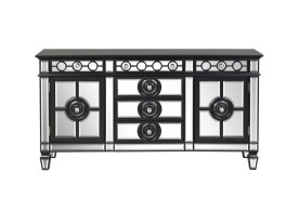 DN00590 Mirrored  & Black Dining Set Varian collection by Acme Furniture