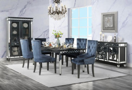 DN00590 Mirrored  & Black Dining Set Varian collection by Acme Furniture